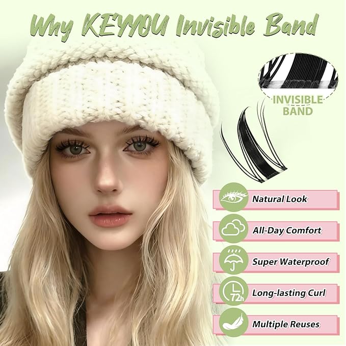 KEYYOU Fairy Lash Clusters 96Pcs D Curl Manga Lash Extension Eyelash Extension Wispy Natural Invisible Band Lash with Waterproof DIY Lash Extension at Home(Fairy-D-18MM)