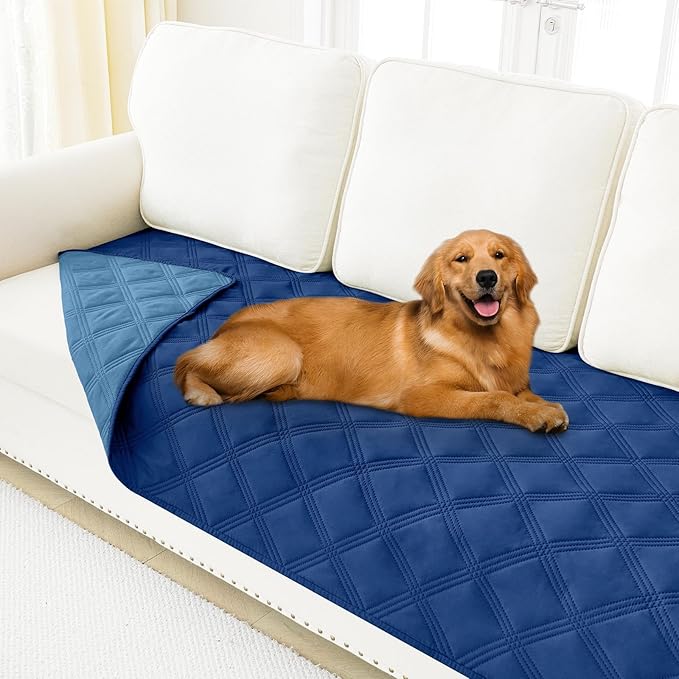 Smiry Waterproof Dog Bed Cover Blanket 40x80, Soft Reversible Pet Blanket, Washable Leakproof Cats Dogs Couch Cover for Sofa, Couch, Furniture, Navy/Blue