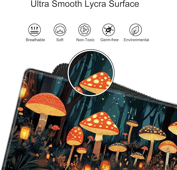 Large Mouse Pad Gaming Desk Pad Mushroom Mousepad for Wireless Mouse XXL 31.5''X15.75'' Big Desk Mats Extended Mouse Mat of Girl Desktop Computer with Coaster