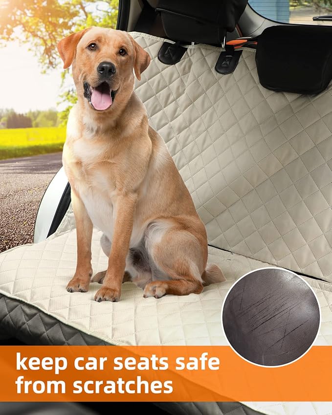 PETICON Waterproof Scratchproof Pet Bench Seat Covers for Cars, Trucks, SUVs, Nonslip Durable Back Seat Cover for Dogs, Washable Backseat Protection