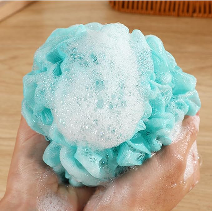 Fu Store Loofah Sponge Shower Loofahs 70g Bath Sponges Mesh Balls 4 Colors for Body Scrubber Exfoliator Wash Back Scrubber Bathroom Men Women - 4 Pack Scrubbers Cleaning Bathing Accessories