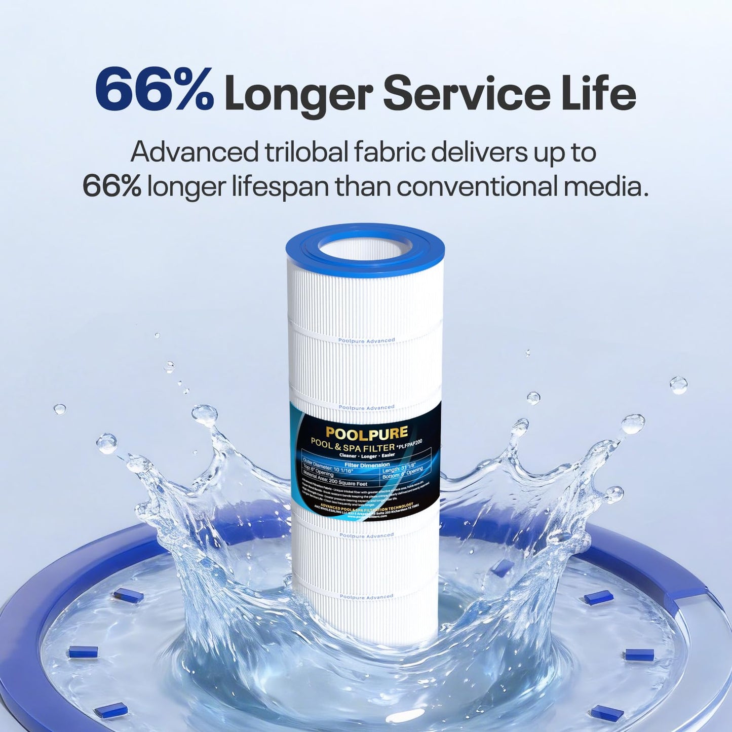POOLPURE PAP200 Pool Filter Replaces Pentair Clean and Clear 200, CC200, Unicel C-9419, Ultral-C5, PP-C5, Filbur FC-0688, R173217, 59054400, Aladdin 29902, Baleen AK-8005, 200 sq.ft Cartridge, 1 Pack