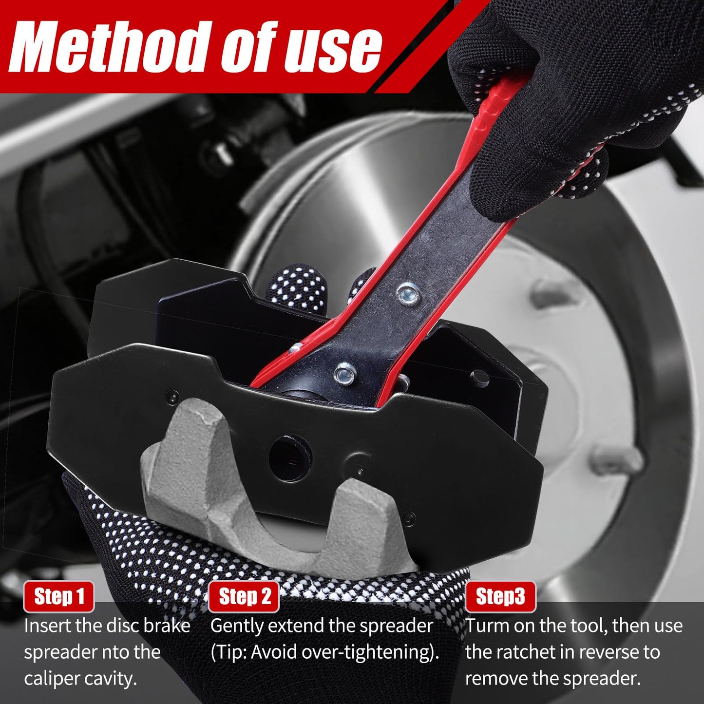 BCJCLTS Brake Tools, Brake Caliper Compression Tool, Brake Caliper Tool, Caliper Piston Compressor Tool with 2 Heavy-Duty Caliper Hooks, Car Disc Brake Repair (Large Size red)
