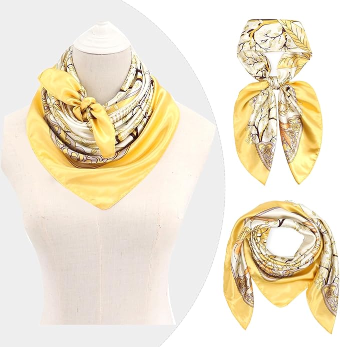 vimate 35" Square Silk Like Head Scarf - Women's Fashion Satin Scarf Bandana for Hair Wrapping at Night.