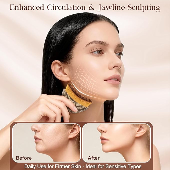 2 PCS Upgrade Lymphatic Contour Face Brush - Dry Brushing Face Massager for Lymphatic Drainage, Neck Chin & Jawline Sculpting - Ergonomic Skin Fit Design to Reduce Puffiness, Relieve Fatigue