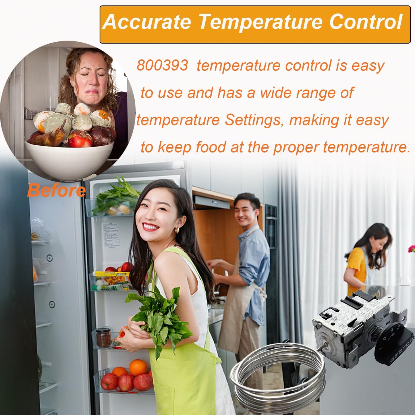 800393, 831932, 800306 Temperature Control Kit, Compatible with True Refrigerators and Freezer TC/TSD/T/GDM/GEM/G4SM Series, Replaces 461387 Refrigerator Parts Thermostat