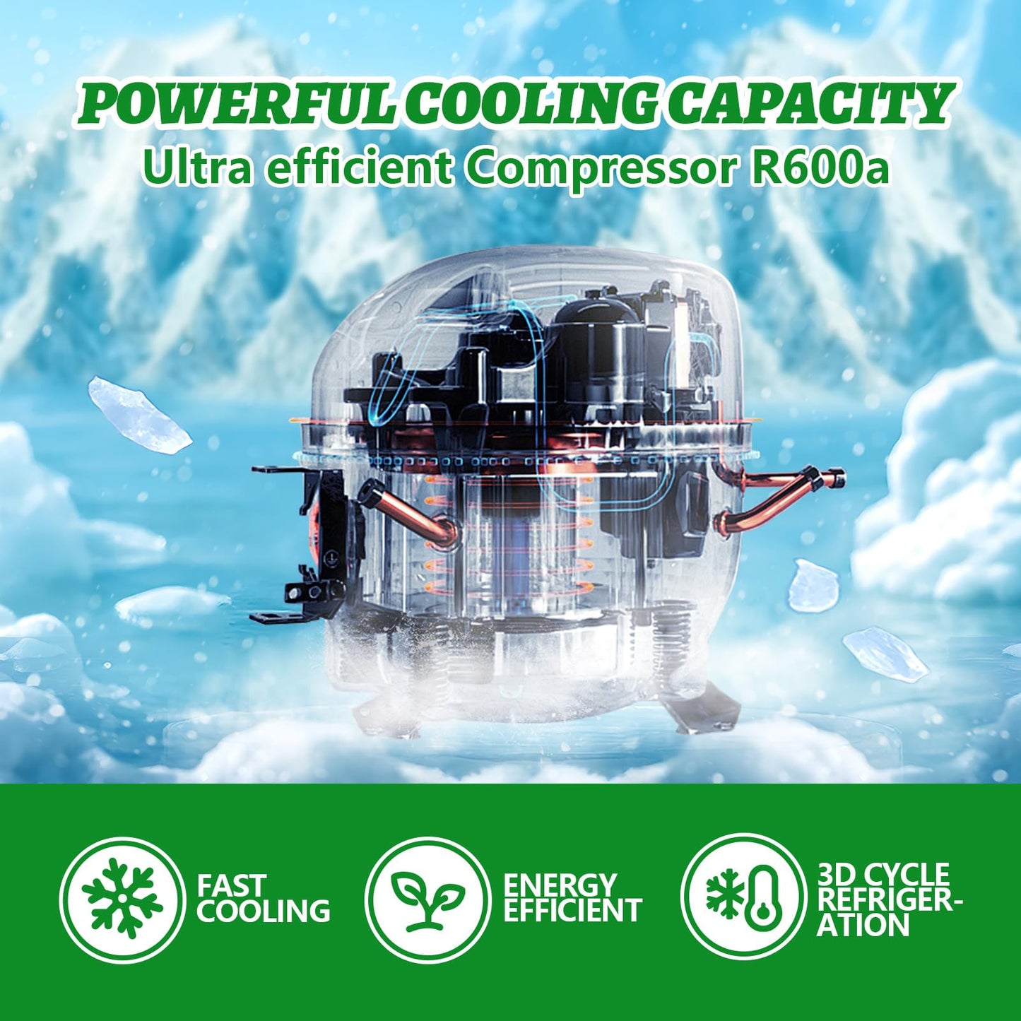 DEMULLER 2.4 Cu.ft Mini Fridge with Top Freezer Apartment Size Dual Door Compact Refrigerator for Personal Use Small Fridge with Egg tray, 7 Temperature Control For Dorm, Silver