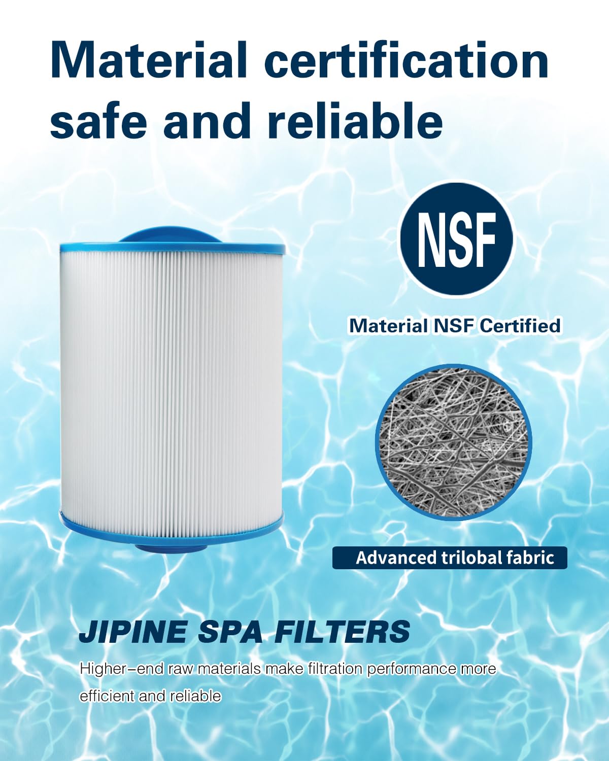 JIPINE PAS50SV Hot Tub Filter Replaces Artesian Spa Filter, Magnum AR50, PAS50SV-F2M, 6CH-502, FC-0311,06-0006-12,Master Deluxe M60506,Baleen AK-90161,Excel Filters XLS-604 Spa Filter, 2 Pack