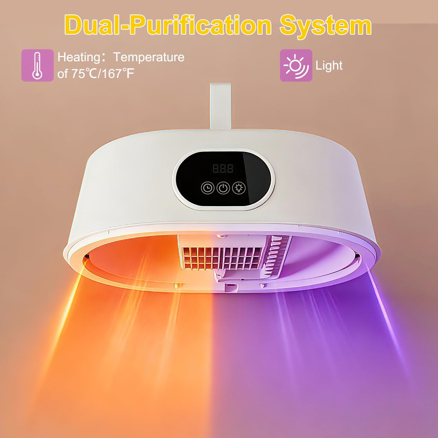Fieldspark Portable Clothes Dryer, 2-in-1 Hanging & Desktop Drying Machine with Remote, 8H Timer, Foldable Compact Low Noise Fast-Drying Electric Dryer for Travel, Apartment, RV, Dorm, White