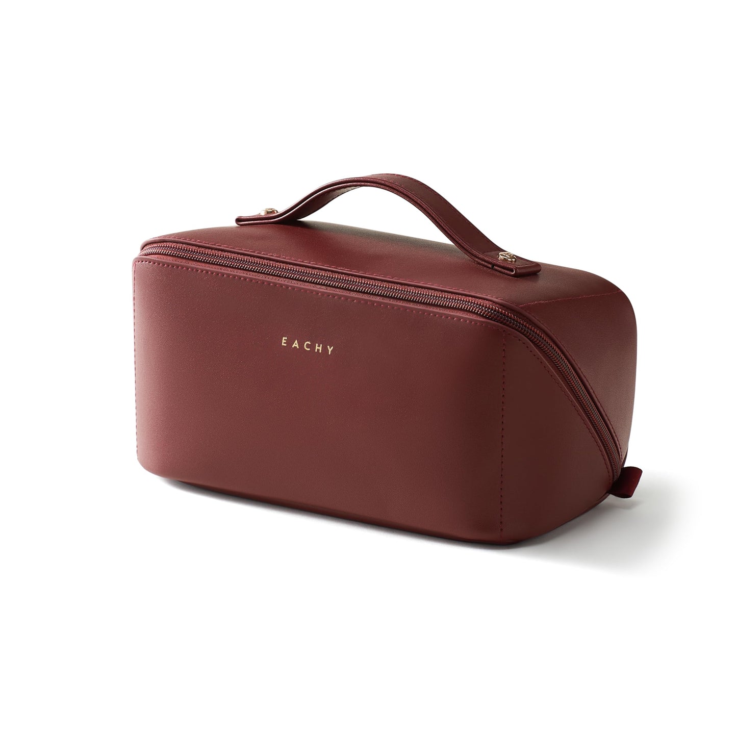 EACHY Travel Makeup Bag,Large Capacity Cosmetic Bags for Women,Portable Pouch Open Flat Toiletry Bag Make up Organizer with Divider and Handle
