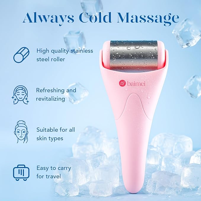 BAIMEI IcyMe Stainless Steel Ice Roller for Face & Gua Sha Facial Tools, Soothes Puffiness, Self - Care Gift for Women