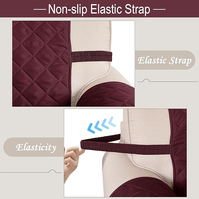 Reversible Oversized Sofa Covers Couch Cover Furniture Protector for Dogs Elastic Straps Water Resistant(XLSofa,Burgundy/Camel)