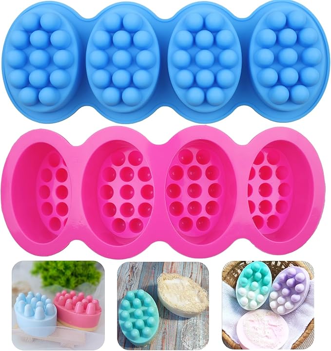 2Pcs Silicone Massage Bar Soap Molds, Handmade Soap Molds for Soap Making, 3D Hair Comb Ice Mold Scalp Massager, Hair Brush Soap Bar Silicone Mold, Food Grade Soap Mould Massage Moulds