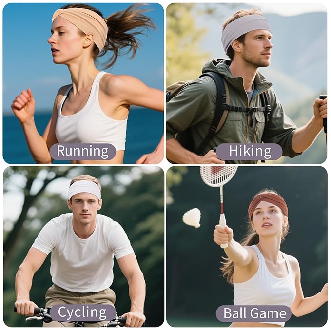 12 Pcs Stretchy Headbands for Women, Absorbed Sport Headband Soft Twist Knotted Hairbands for Daily Life Yoga Workout (Neutral Color 2)