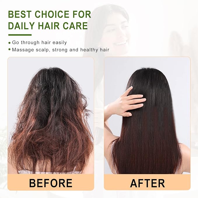 MRD Hair brush, Natural Bamboo Paddle Detangling Hairbrush, Massage Scalp Thick/Thin/Curly/Dry Hair For Women & Men