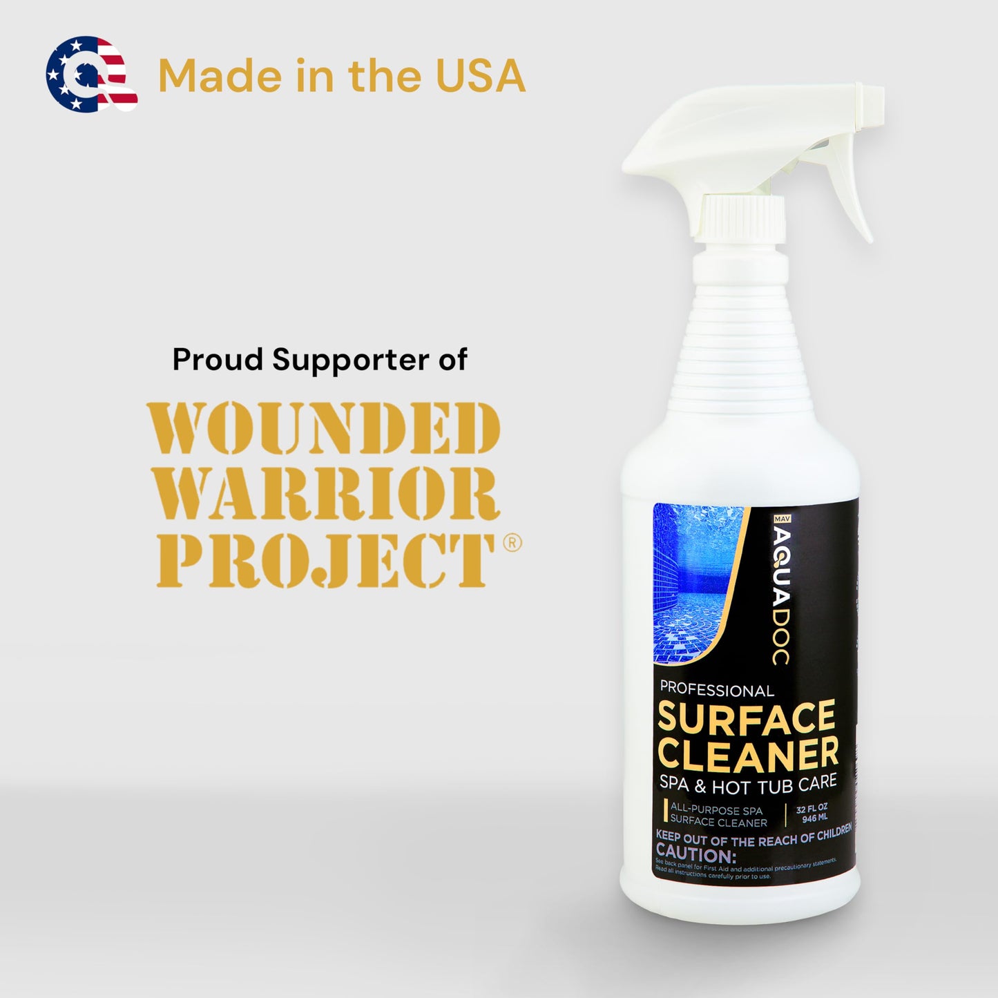 Hot Tub Cleaner Spray 32oz - Spa Surface Cleaner for Hot Tub Chemical Made in the USA - AquaDoc