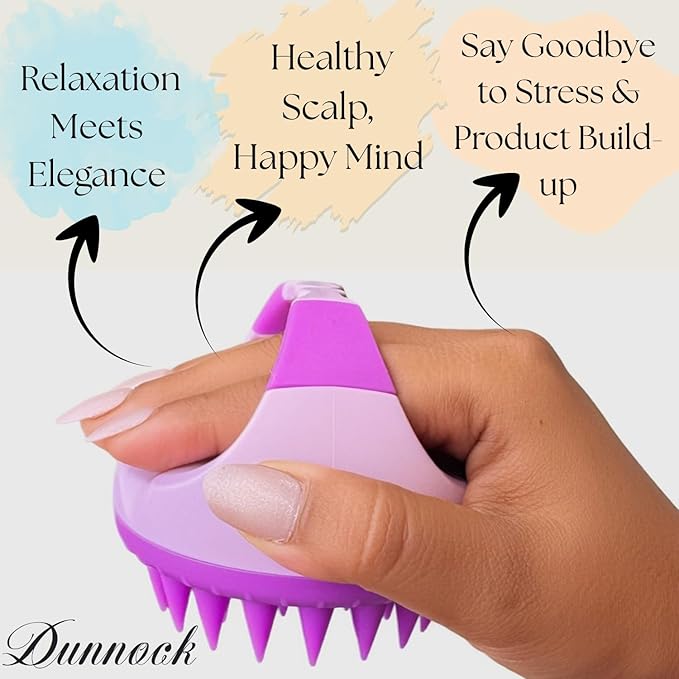 Dunnock Manual Scalp Massager & Shampoo Brush (Purple) Ã¢ÂÂ Designed to give You a Salon-Like Scalp Treatment at Home Turn Every Wash Dandruff Comb Into a Spa Experience Scalp Stimulator.