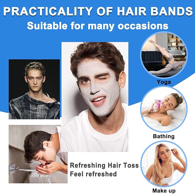 Metal Headbands for Men & Women, Adjustable Zigzag Hair Bands with Spring Circle & 0.3cm Wave Design, Non-Slip Black Sports Hairbands for Daily Wear, Running & Workout (3 Pack)