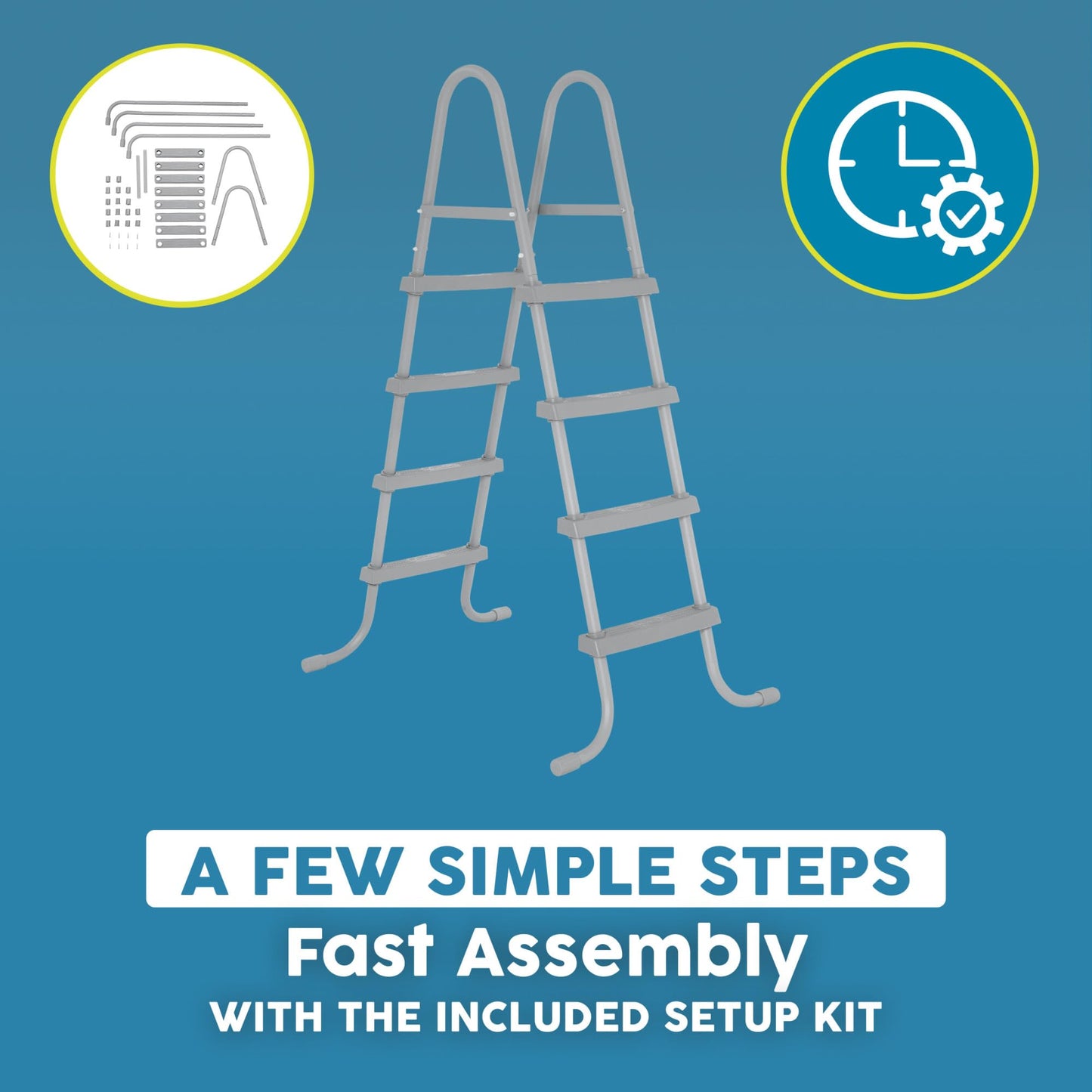 Bestway Above Ground Pool Ladder for Swimming Pools 42" or 48" Tall, Metal Frame Step Ladder with Plastic Steps for Pool Entry and Exit
