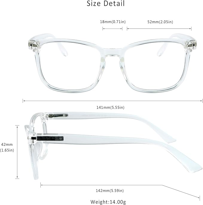 LifeArt 2 Pairs Blue Light Blocking Glasses with Spring Hinge, Computer Reading Glasses, Gaming Glasses, TV Glasses for Women Men (Clear&Blue, +1.00 Magnification)