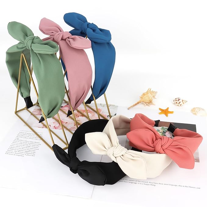 Jaciya Headbands for Women Wide Knotted Bow Headband for Girls Hair Accessories Bunny Ears Head Band