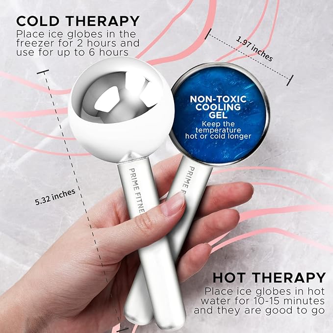 Ice Globes for Facials | Unbreakable Steel Cooling Roller | Cryo Sticks for Face | Massager for Face Neck & Eyes | Skin Care for Dark Circles, Puffiness, Wrinkles, Collagen Production (White)