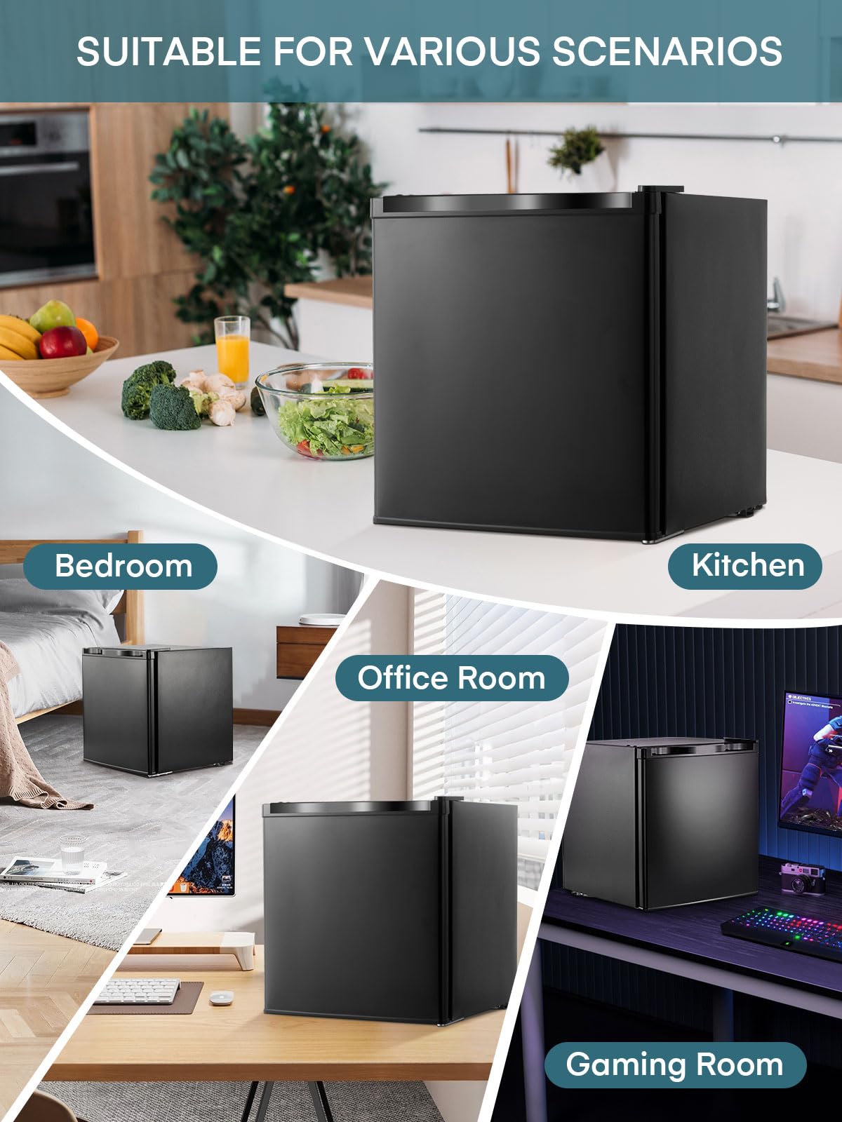 1.1 Cu.Ft Mini Freezer, Compact Countertop Freezer with Reversible Door and 7 Adjustable Temperature, Removable Wire Shelf for Dorm/Apartment/Office/RV, New Black