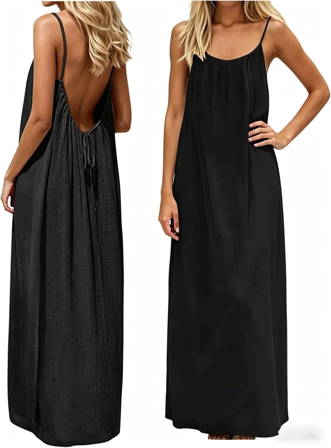 Womens Summer Casual Sleeveless Backless Cami Sundress 2026 Vacation House Dress