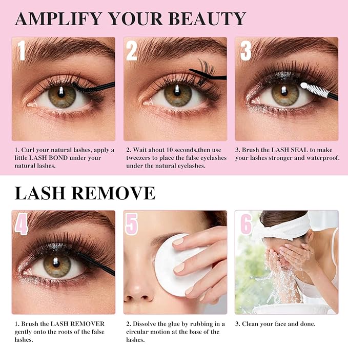 Mayhug Lash Bond and Seal with Lash Glue Remover and Tweezers for Lash Extension Clusters Fast Removal, Waterproof Eyeash Glue Lash Extension Remover Lash Applicator Tools for Beginners