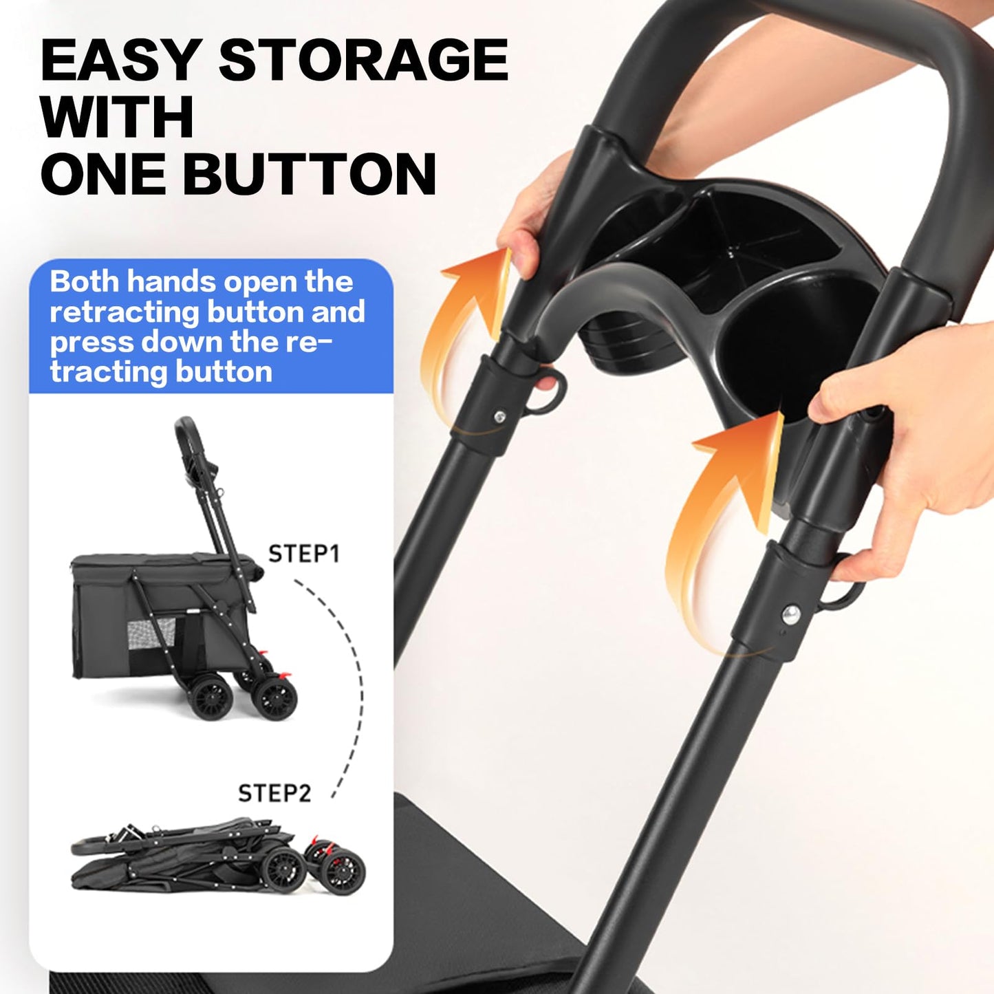 Pet Stroller Cat Dog Stroller Travel Folding Pet Carriers（Black）