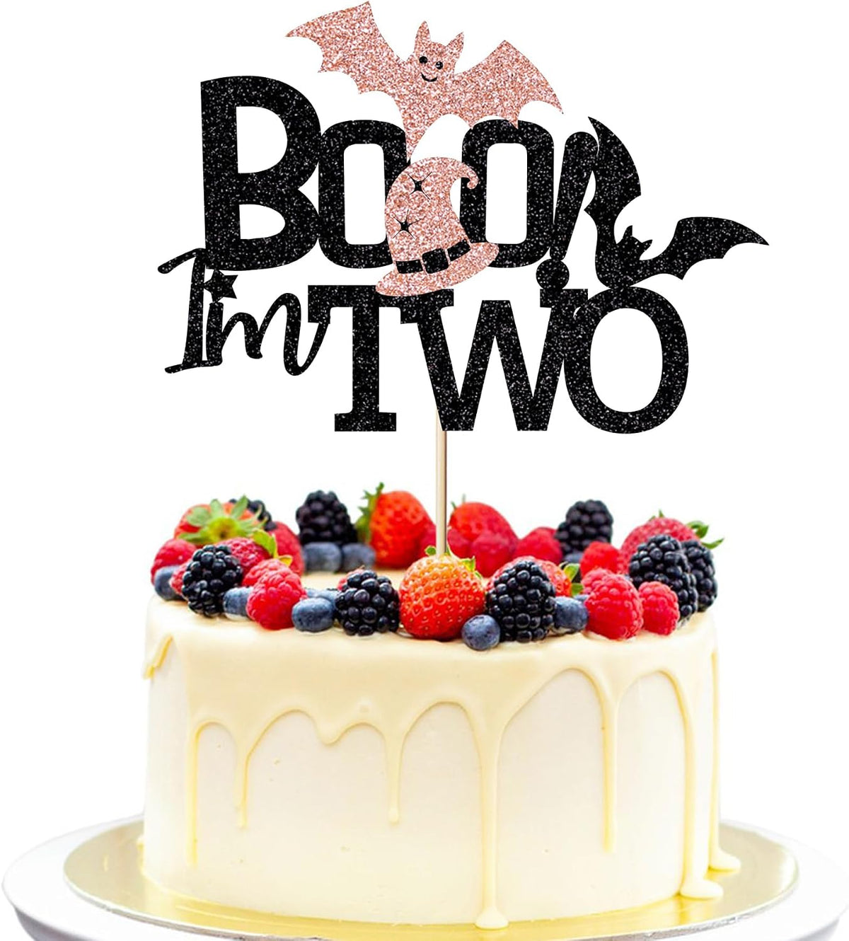 Boo I'm Two Cake Topper, Girls Halloween 2nd Birthday Party Cake Decorations, Ghost Decor, Happy Boo Day Glitter Happy Halloween Party Decorations, Here for the Boos Decorations