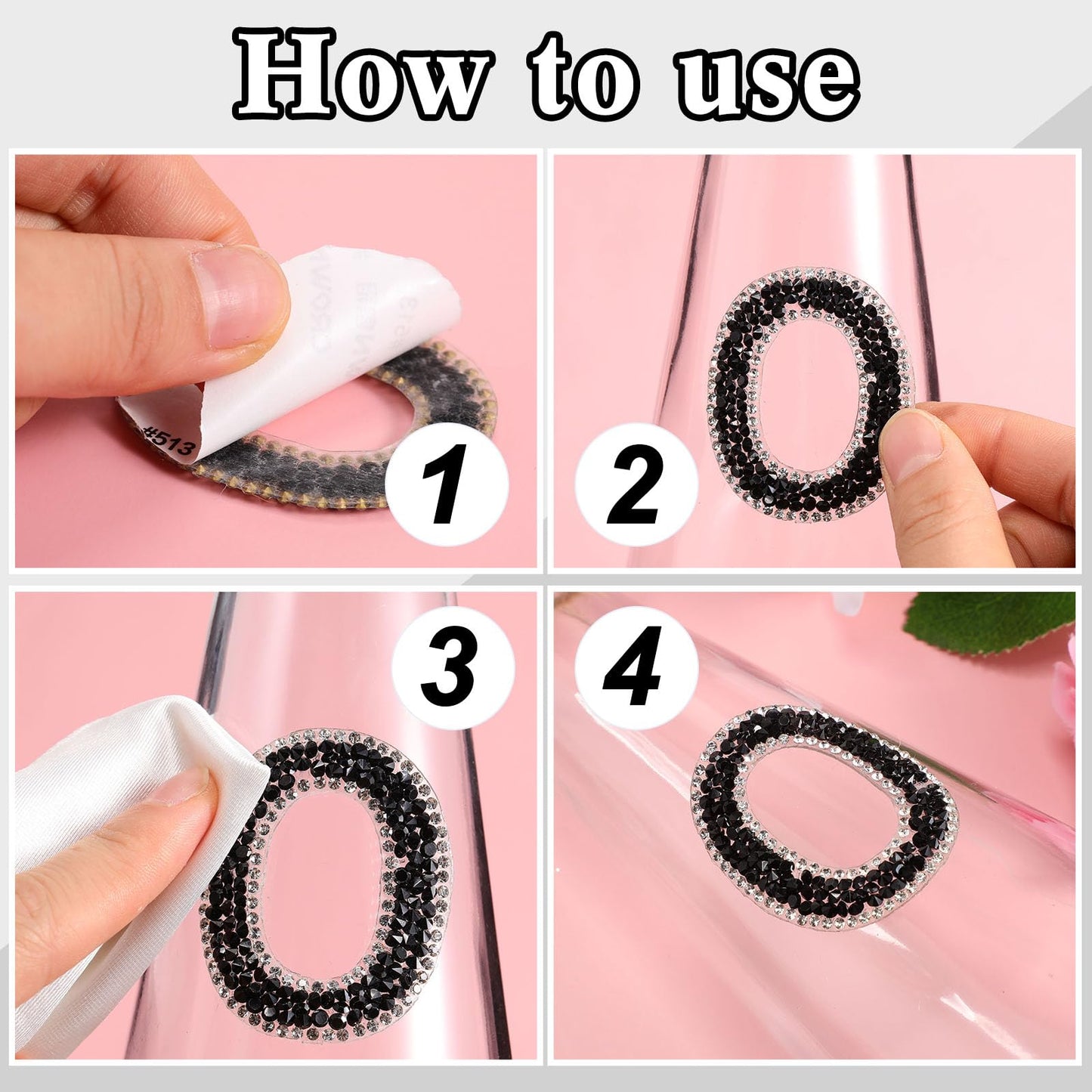 WILLBOND 37 Pieces Rhinestone Letter Stickers Large Glitter Alphabet Crystal Number Self Adhesive Bling Stickers Iron on Letters for Art Crafts Clothing DIY Decors(Black, White,1.97 Inch)