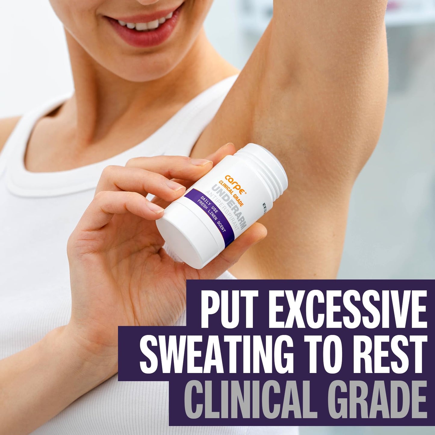 Carpe Clinical Strength Deodorant + Clinical Antiperspirant - Clinical Grade Solid Stick - Fresh Linen Scent - Combat Excessive Underarm Sweating - Great for Hyperhidrosis
