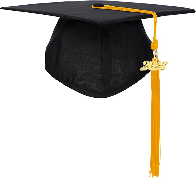 Unisex Adult Matte Graduation Cap with Tassel Year Charm