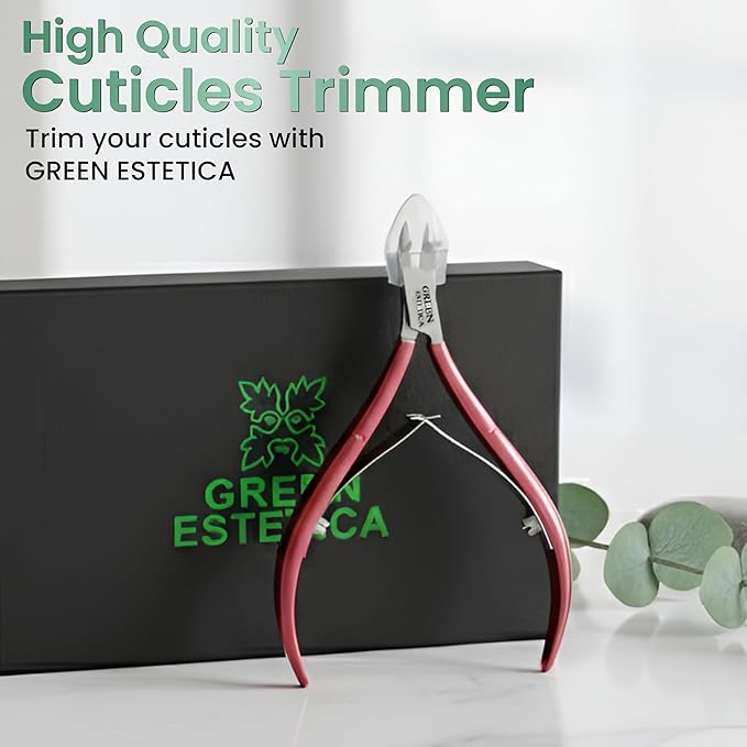 Professional Premium Cuticle Trimmer Stainless Steel Cuticle Nippers with Sharp 1/4 Jaw Blades Cuticle Clippers Double Spring Manicure Pedicure Nail Cuticle Remover Tool (Premium Red)
