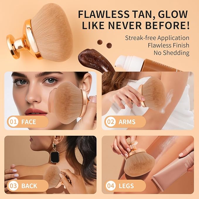docolor Self Tanner Brush Extra Large Body Makeup Brush, 3.5 Inch Width, Soft synthetic hair Tanning Brush for Foundation, Self-tanners, Bronzer, Powder Self Tan Back Applicator Face&Body Makeup Brush