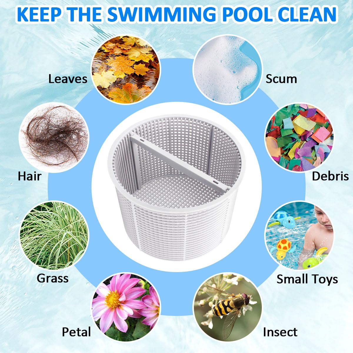 NOOTO B-152 Replacement Basket for Hayward Swimming Pool Skimmer Basket SPX1082CA 1082CA 7" B152 - White