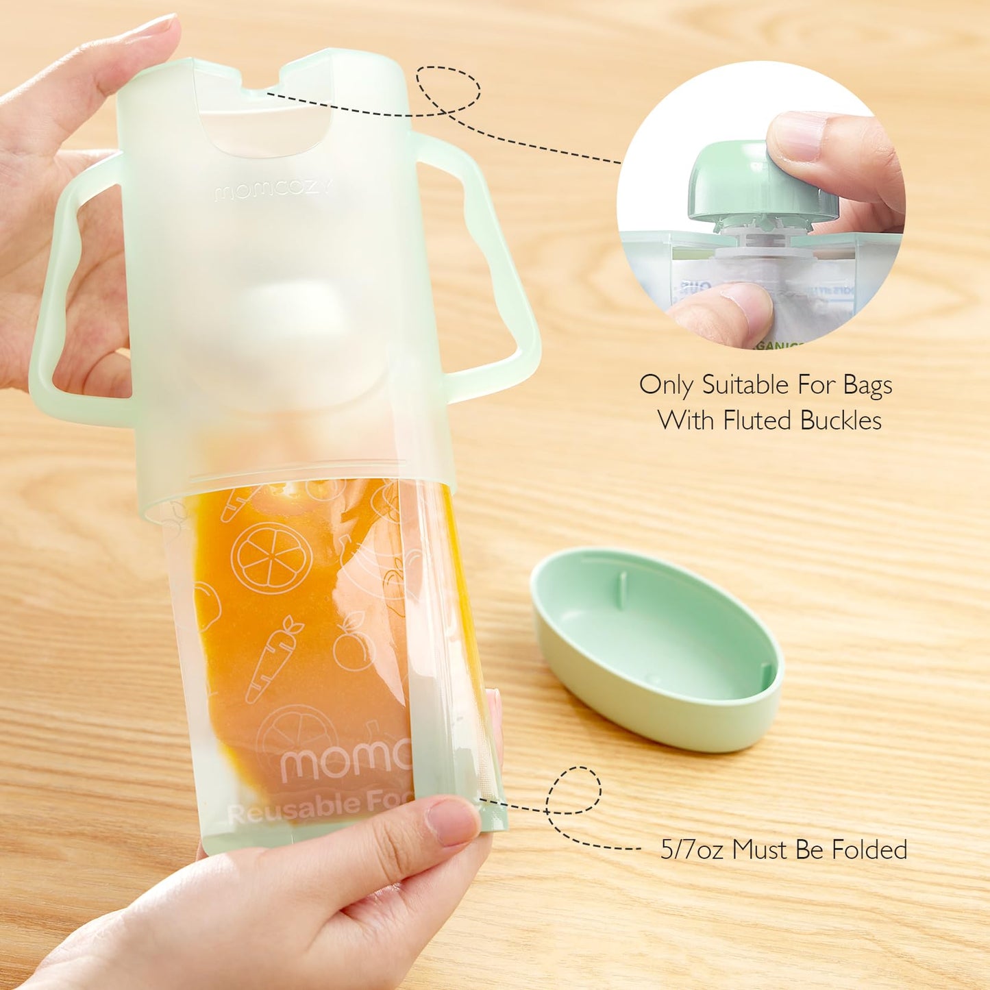 Momcozy Squeeze Station,Baby Food Maker,Pouch Filler for Homemade Baby Puree, BPA-Free, Dishwasher Safe, with Reusable Baby Food Pouches for Babies & Toddlers