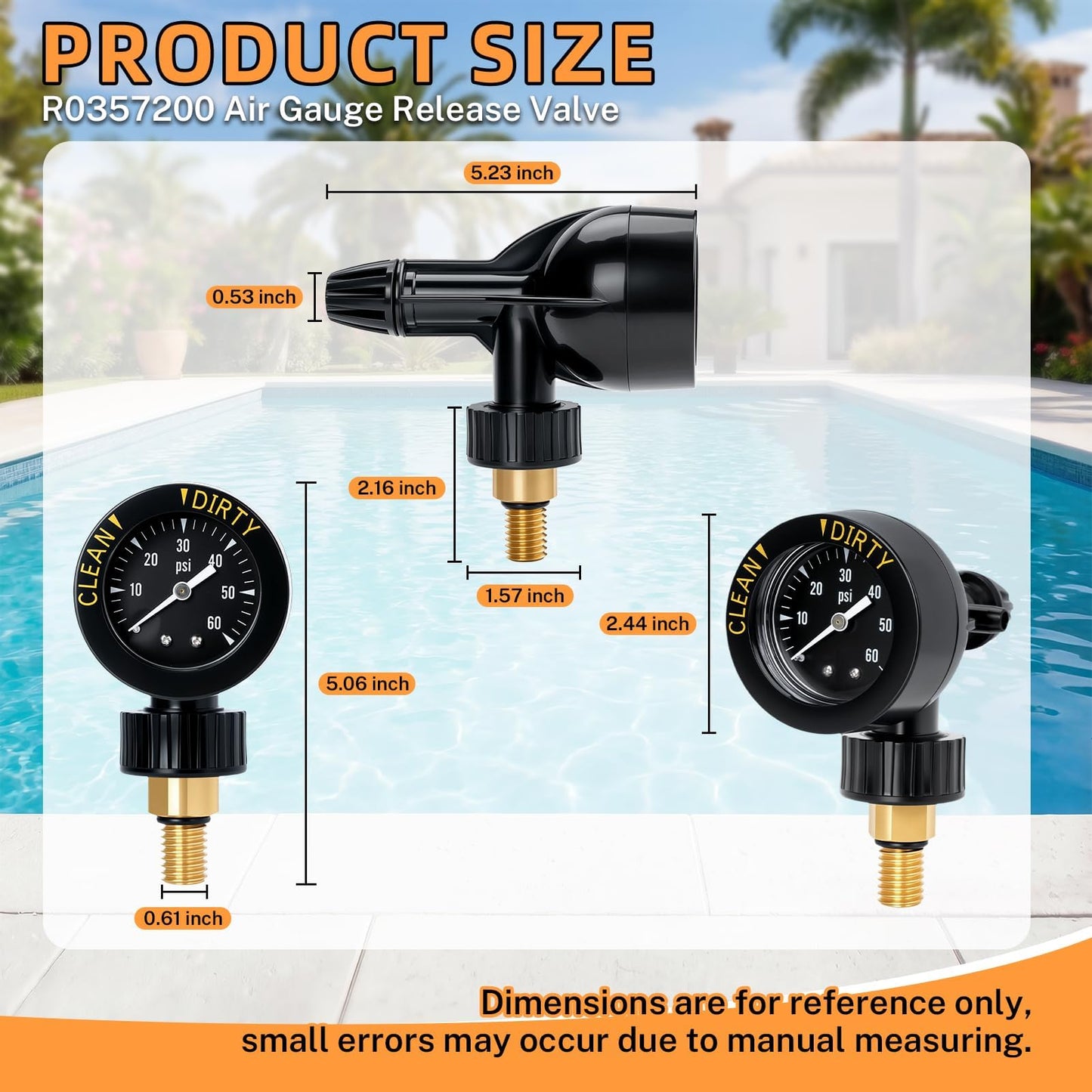 R0357200 Air Gauge Release Valve Assembly, Compatible with Jandy and Zodiac CV, CL, DEV, DEL, JS Series Pool and Spa Cartridge Filters