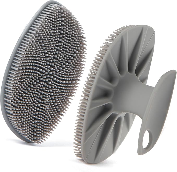Silicone Face Scrubber for Men,Facial Cleansing Brush Face Wash Brush Manual Skin Care Face Brushes for Cleansing and Exfoliating Removes Dead & Dry Skin (Gray)