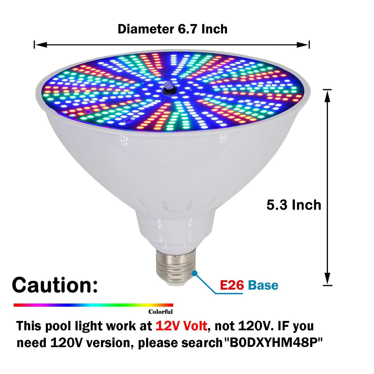 Cynlink 12V 50W LED Color Changing Pool Lights for Inground Pool, Swimming Pool Light Bulb with Remote, E26 Replacement Underwater Pool Lighting for Pentair and Hayward Light Fixtures, 1 Pack