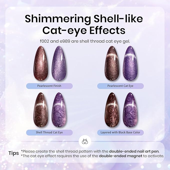 Beetles Pearl Gel Nail Polish Set - Ocean Treasures 20 Colors Spring Glitter Cat Eye Pink Red Mermaid Swirl Thread Effect Gel Polish Soak off UV Nail Gel Home DIY Manicure Gift for Women