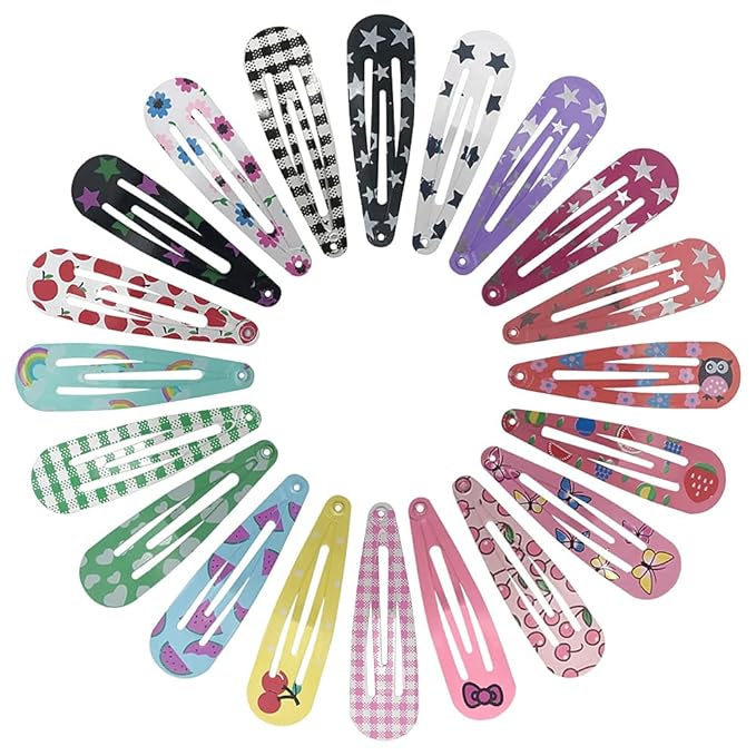 Hair Clips, KUBOM 120-Pack Metal Snap Hair Barrettes Barettes and Hair Clips for Girls,Toddlers,Kids,Women, Baby and Fine/Thick hair - 2inch (Colored Candy and Pattern)
