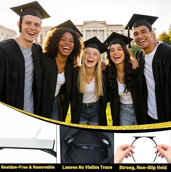 Sofeavo Graduation Cap Headband Insert - Secure Grad Cap Headband for Graduates, Women & Students - Keeps Hairstyle Intact for Graduation Hat Stability - Essential Hat Accessories
