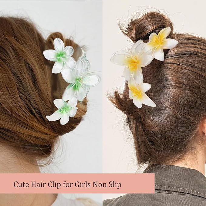 Ondder 4 Pcs Big Flower Hair Clips for Women - Large Matte Claw Clips for Thick Hair, Non-Slip Strong Hold Jaw Clips - Hair Accessories for Women and Girls