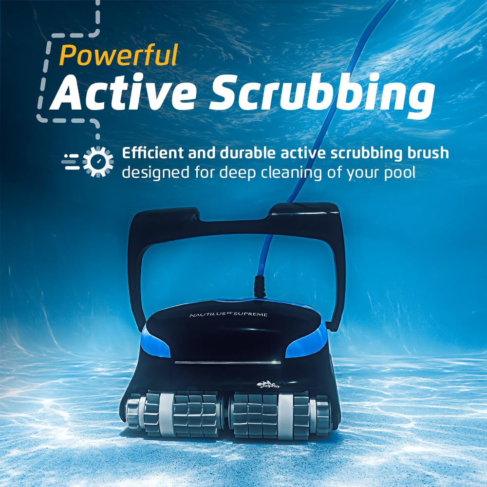 Dolphin Nautilus CC Supreme Wi-Fi Automatic Robotic Pool Vacuum Cleaner, Dual Drive, Waterline Scrubber Brush, Top Load Filter, Ideal for In-Ground Pools up to 50 FT