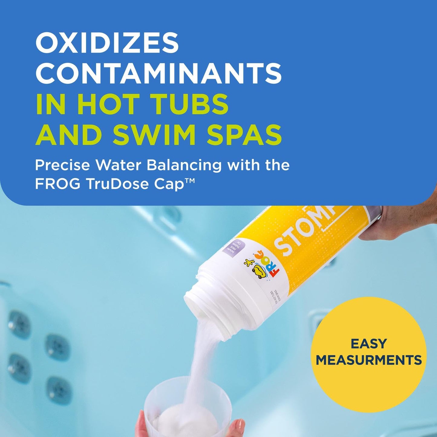 FROG StoMPS Non-Chlorine Shock Oxidizer for Hot Tubs and Swim Spas - 2 lb Bottle with TruDose Measuring Cap for Easy Maintenance & Treatment - 1 Pack