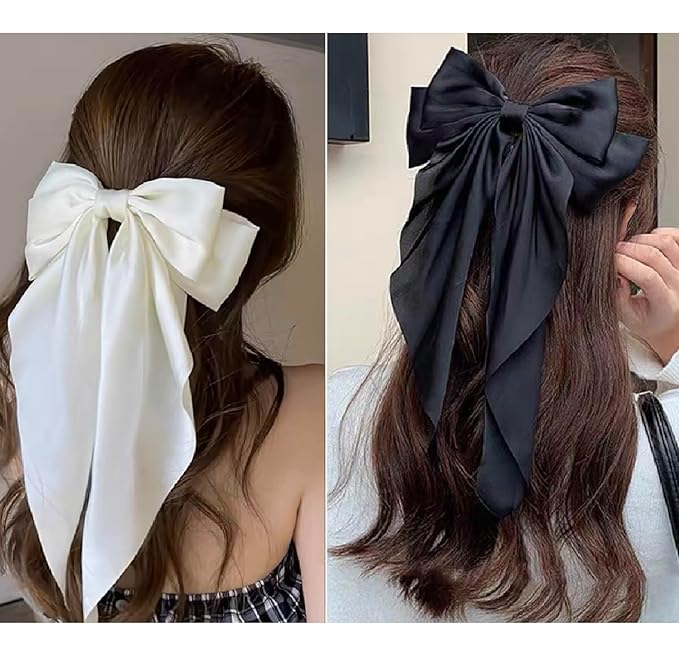 Hair Bows for Women Hair Ribbon Bow Hair Clips with Long Tails Vintage Hair Accessories for Women