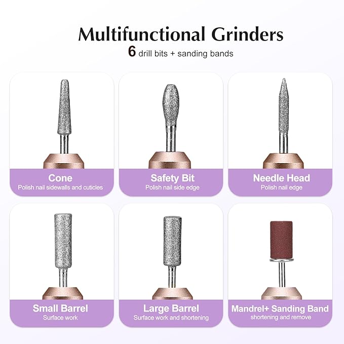 COSLUS C40 Electric Nail Drill File Professional: for Acrylic Gel Dip Powder Nails Portable Nail Machine Kit Manicure Pedicure Tools Polishing Set with Nail Drill Bits Sanding Bands