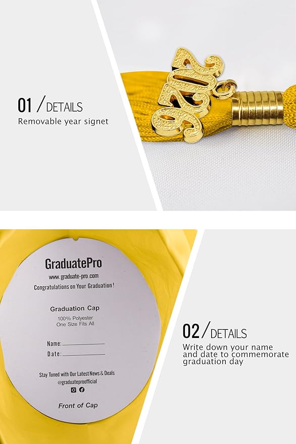 GraduatePro Matte Graduation Cap with 2026 Tassel for Adults High School and Bachelor Master 12 Colors